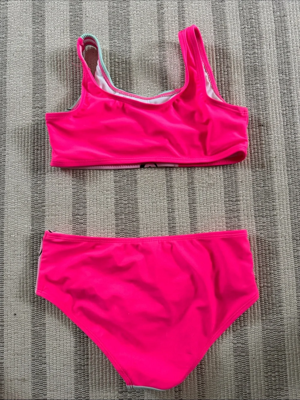Justice Girls Two-Piece Swim Set in Hot Pink & Mint
